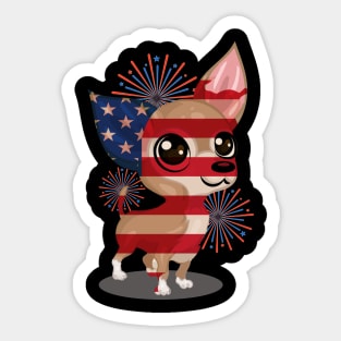 Funny American Dog Chihuahua, 4th of July Gifts Sticker